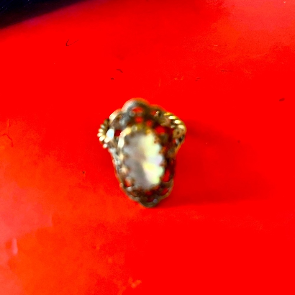 West Germany Signed Abalone Shell Adjustable Ring… - image 4